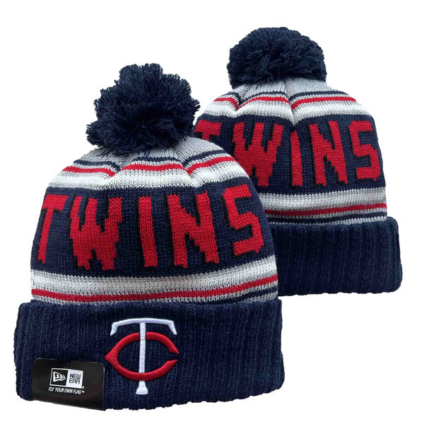 Embroidered MLB Minnesota Twins navey white red Cuffed Pom Knit Hat YD222806