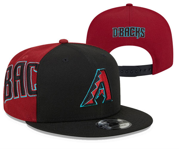 Embroidered MLB Arizona Diamondbacks Black Red Two tone Snapback Hat YD22611