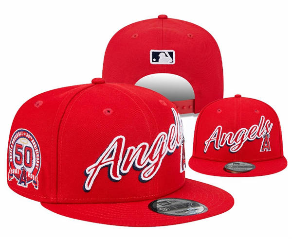 Embroidered MLB Los Angeles Angels Red 50TH Anniversary Snapback Hat YD21032