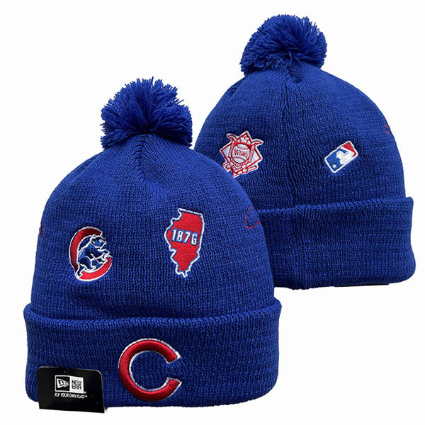 Embroidered MLB Chicago Cubs Royal 1876 Anniversary Cuffed Pom Knit Hat YD220428