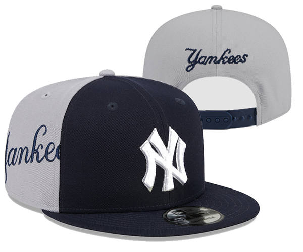 Embroidered MLB New York Yankees navy gray two tone Snapback Hat YD250303 (5)