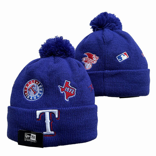 Embroidered MLB Texas Rangers Royal 1972 Anniversary Cuffed Pom Knit Hat YD222906