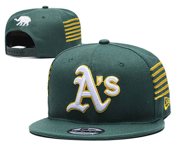 Embroidered MLB Athletics Green Yellow tripe Snapback Hat YD250303 (4)