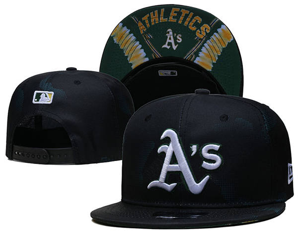Embroidered MLB Athletics Black White Snapback Hat YD250303 (1)