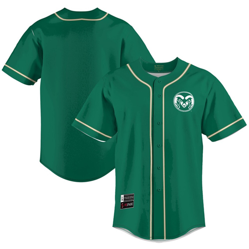 Mens Youth Colorado State Rams Blank Green Game Day Greats Lightweight Baseball Jersey