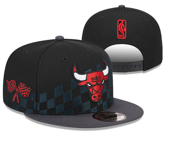 NBA Chicago Bulls Black Grid Snapback Hat YD2503211  (10)