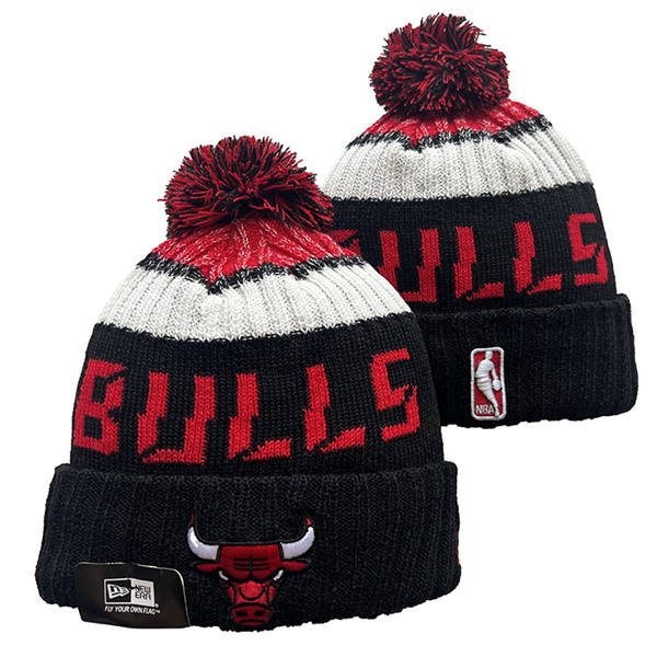 NBA Chicago Bulls Black red white colorful Cuffed Pom Knit Hat YD2503212 (5)