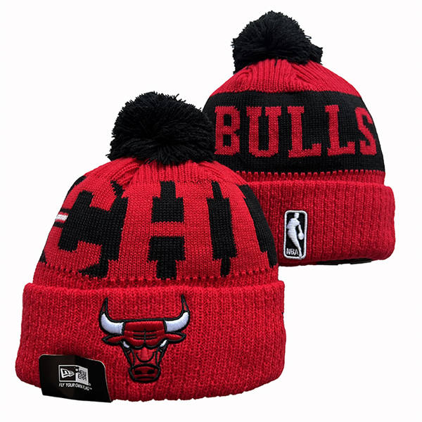NBA Chicago Bulls red black Cuffed Pom Knit Hat YD2503212 (3)