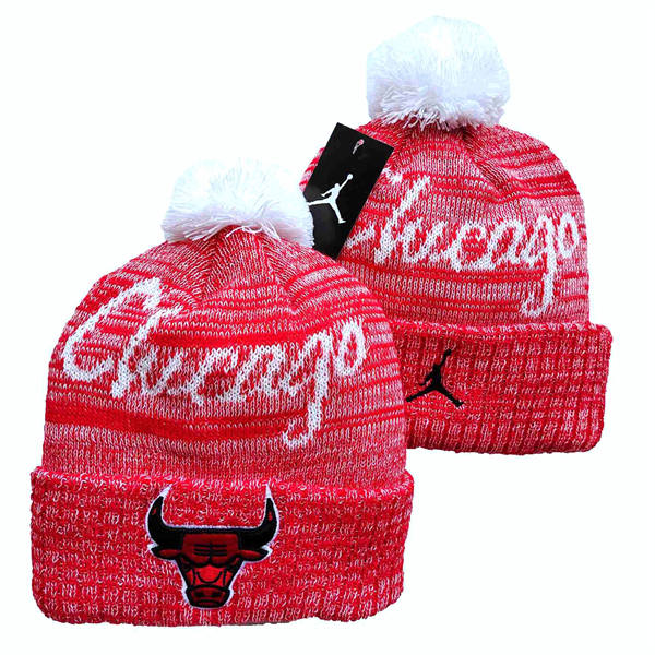 NBA Chicago Bulls red white Legacy True Cuffed Pom Knit Hat YD2503212 (16)