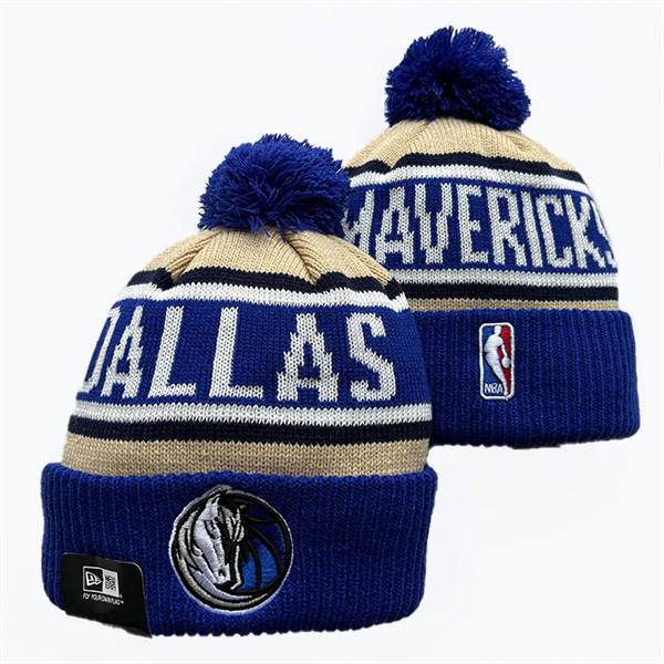 NBA Dallas Mavericks Blur Cream Cuffed Pom Knit Hat YD2503212 (1)