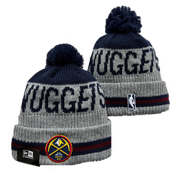 NBA Denver Nuggets Gray navy Cuffed Pom Knit Hat YD2503212 (1)