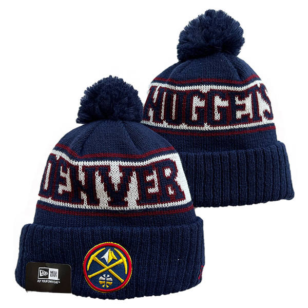 NBA Denver Nuggets Navy White Cuffed Pom Knit Hat YD2503212 (2)