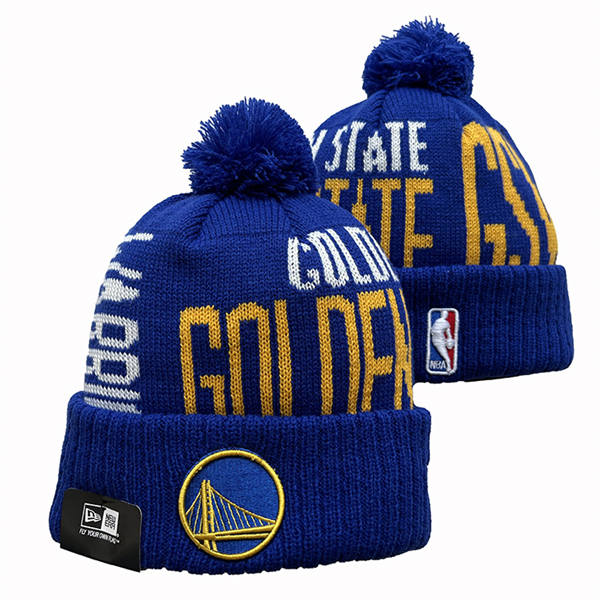 NBA Golden State Warriors Royal Gold Cuffed Pom Knit Hat YD2503212 (3)