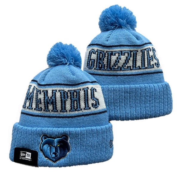 NBA Memphis Grizzlies Blue white Cuffed Pom Knit Hat YD2503212