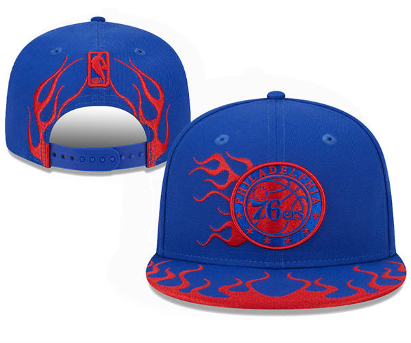 NBA Philadelphia 76ers royal red flame Snapback Hat YD2503211 (7)