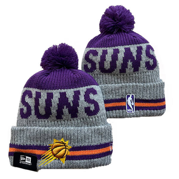 NBA Phoenix Suns Gray Purple Cuffed Pom Knit Hat YD2503212 (1)