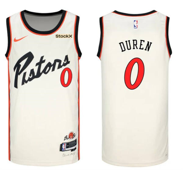 Mens Detroit Pistons #0 Jalen Duren Cream 2024-25 City Edition Swingman Jersey