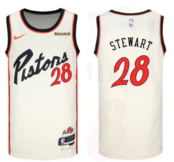 Mens Detroit Pistons #28 Isaiah Stewart Cream 2024-25 City Edition Swingman Jersey