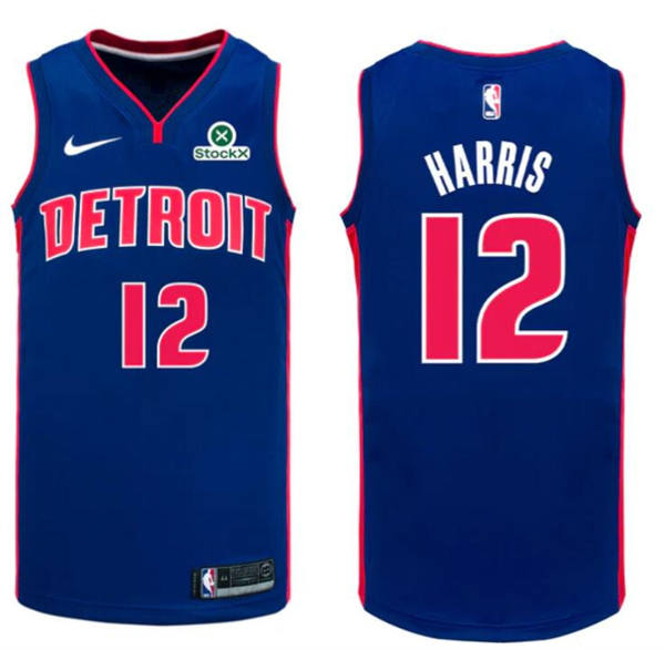 Mens Detroit Pistons #12 Tobias Harris Blue Icon Edition Jersey