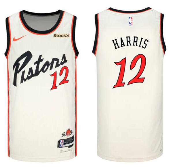 Mens Detroit Pistons #12 Tobias Harris Cream 2024-25 City Edition Swingman Jersey