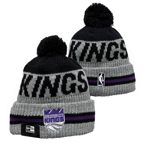 NBA Sacramento Kings Cuffed gray black Pom Knit Hat YD2503212 (2)