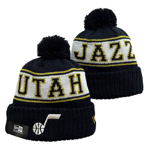 NBA Utah Jazz Cuffed navy white Pom Knit Hat YD2503212