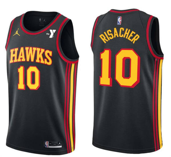 Mens Atlanta Hawks #10 Zaccharie Risacher Black Statement Edition Swingman Jersey