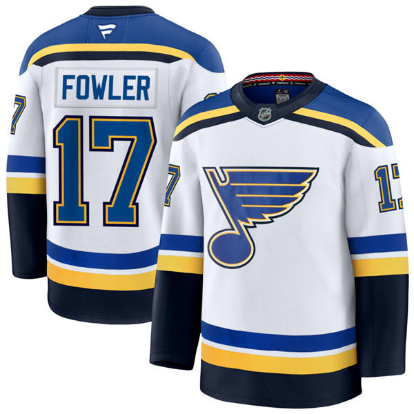 Mens St. Louis Blues #17 Cam Fowler Fanatics White Away Player Jersey