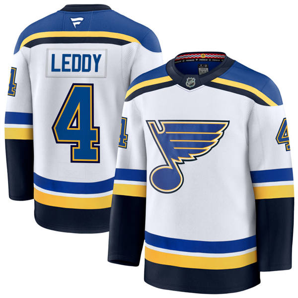 Mens St. Louis Blues #4 Nick Leddy Fanatics White Away Player Jersey