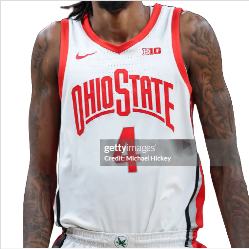 Mens Ohio State Buckeyes #4 Aaron Bradshaw Nike 2025 White Primary College Basketball Game Jersey