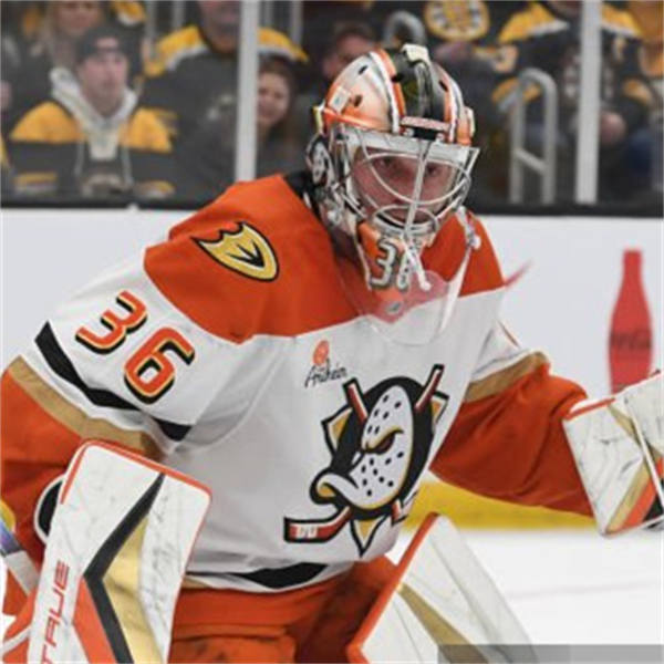 Mens Anaheim Ducks #36 John Gibson Fanatics 2025 Away White Player Jersey