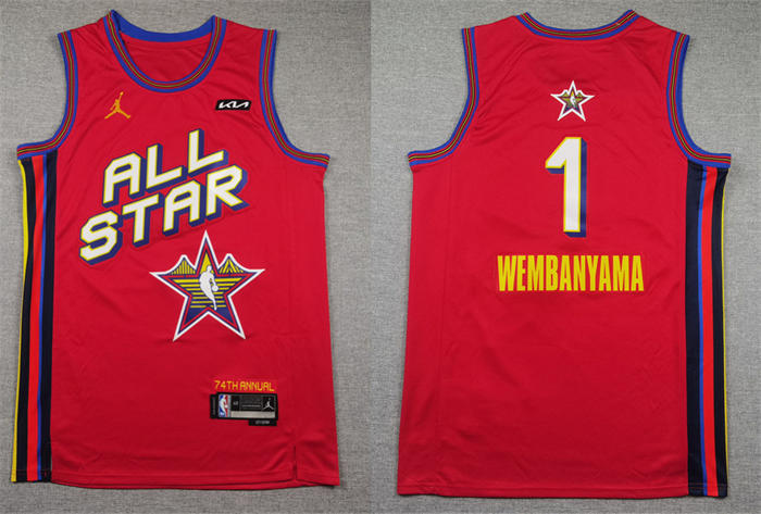 Mens San Antonio Spurs #1 Victor Wembanyama Red 2025 NBA All-Star Game Swingman Jersey