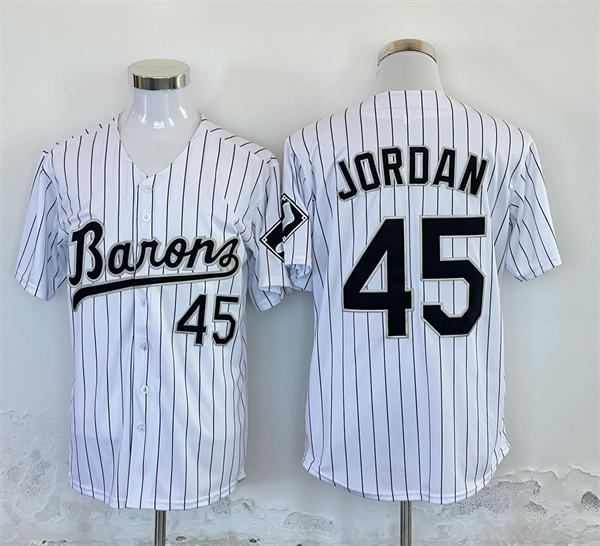 Mens Birmingham Barons #45 Michael Jordan White Retro Baseball Jersey
