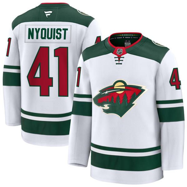 Men's Minnesota Wild #41 Gustav Nyquist Fanatics Away White Jersey