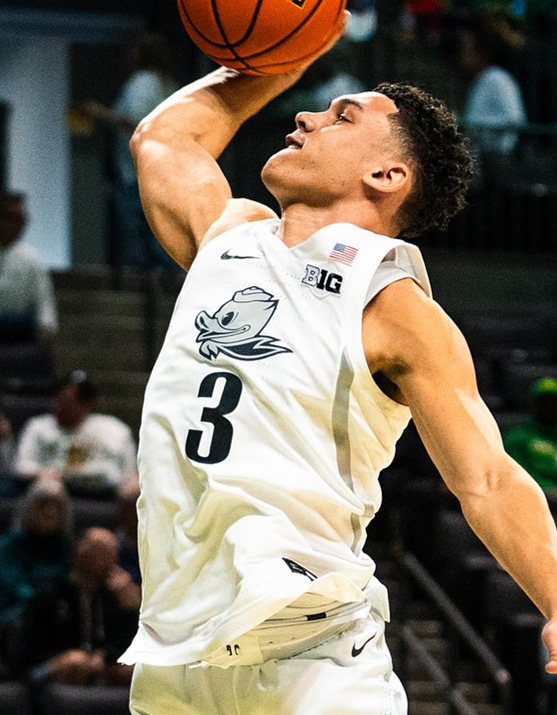 Men's Youth Oregon Ducks #3 Jackson Shelstad 2025 Big 10 White Team Logo Basketball Limited Jersey