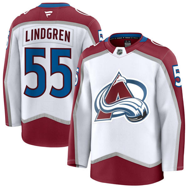 Men's Colorado Avalanche #55 Ryan Lindgren Fanatics White Away Premier Player Jersey