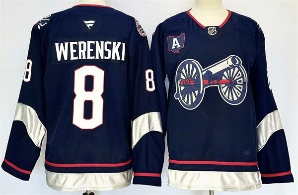 Mens Columbus Blue Jackets #8 Zach Werenski Fanatics Navy 2025 NHL Stadium Series Premium Player Jersey