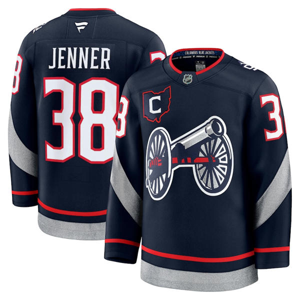 Mens Columbus Blue Jackets #38 Boone Jenner Fanatics Navy 2025 NHL Stadium Series Premium Player Jersey