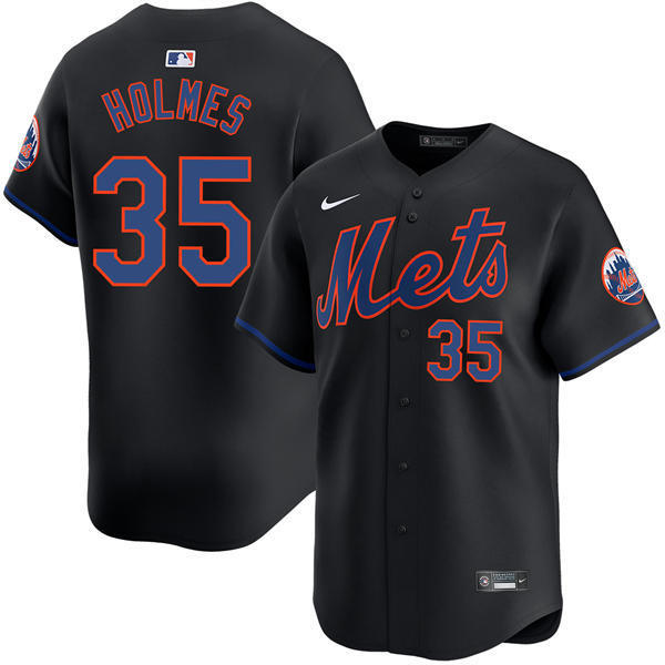 Mens New York Mets #35 Clay Holmes Nike Black Alternate Limited Player Jersey