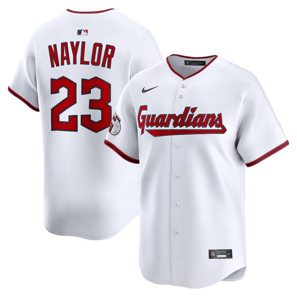Mens Cleveland Guardians #23 Bo Naylor Nike 2025 White Home Limited Player Jersey