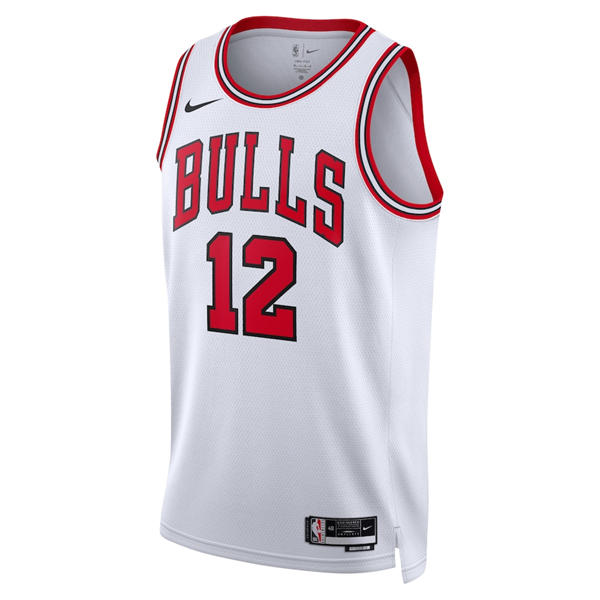 Mens Chicago Bulls #12 Zach Collins White Association Edition Swingman Jersey