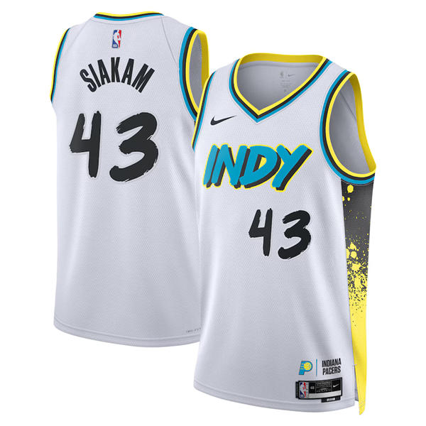 Mens Indiana Pacers #43 Pascal Siakam 2024-25 White City Edition Jersey