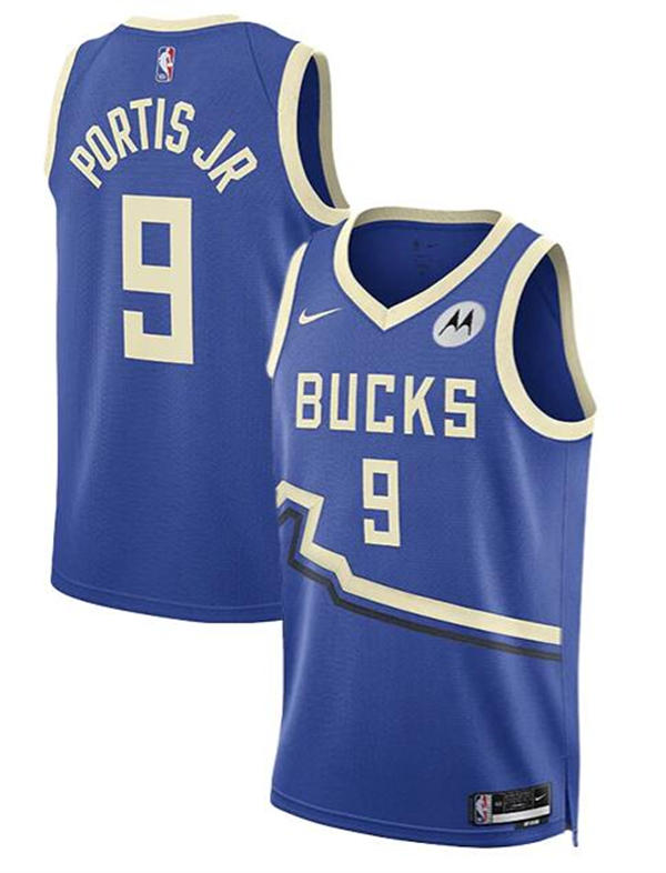 Mens Milwaukee Bucks #9 Bobby Portis Jr Royal 2024-25 City Edition Jersey