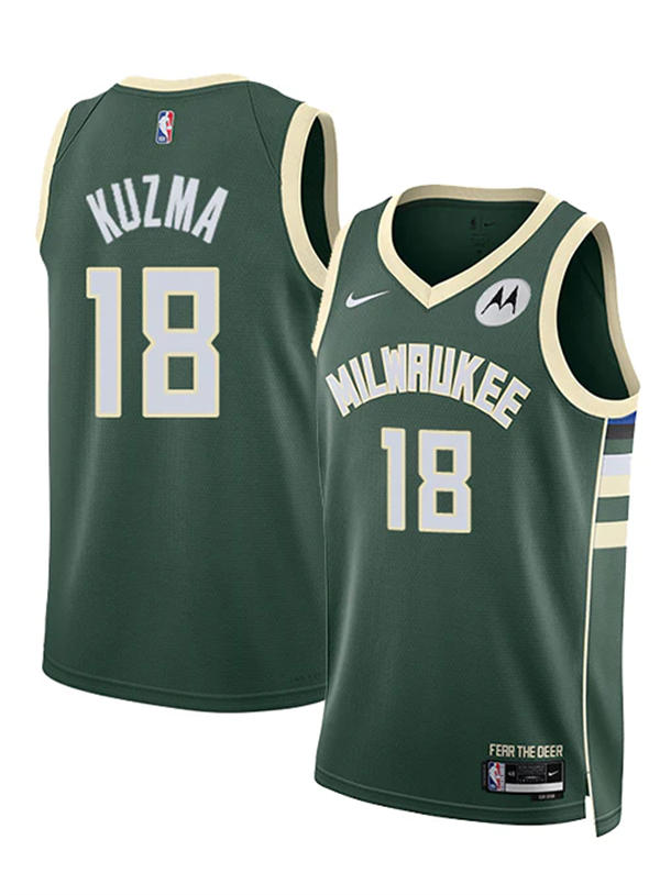 Mens Milwaukee Bucks #18 Kyle Kuzma Hunter Green Icon Edition Player Jersey