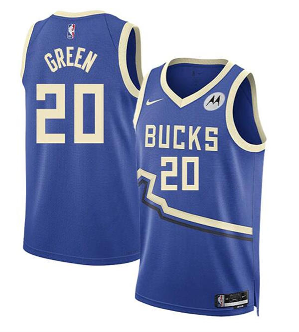 Mens Milwaukee Bucks #20 A.J. Green Royal 2024-25 City Edition Jersey