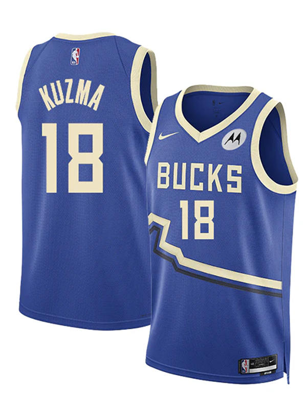 Mens Milwaukee Bucks #18 Kyle Kuzma Royal 2024-25 City Edition Jersey