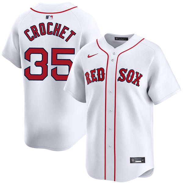 Mens Boston Red Sox #35 Garrett Crochet Nike White Home with Name Limted Jersey