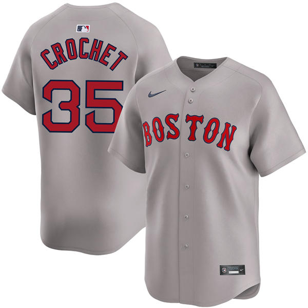 Mens Boston Red Sox #35 Garrett Crochet Nike Road Gray Limted Jersey