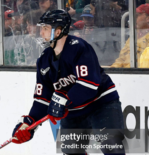 Mens Youth Uconn Huskies #18 John Spetz Navy College Hockey Game Jersey