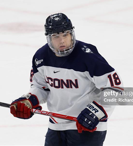 Mens Youth Uconn Huskies #18 John Spetz White College Hockey Game Jersey